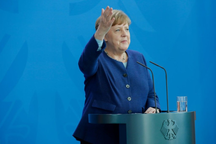 La chanceliÃ¨re allemande Angela Merkel pendant une confÃ©rence de presse Ã  Berlin, le 20 mai 2020