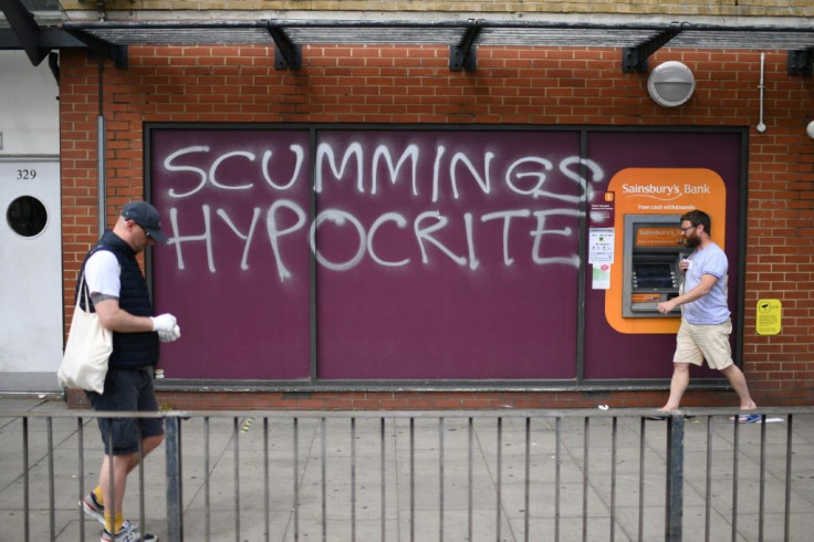 There has been widespread outrage at Cummings' alleged lockdown breach, such as the graffiti in north London