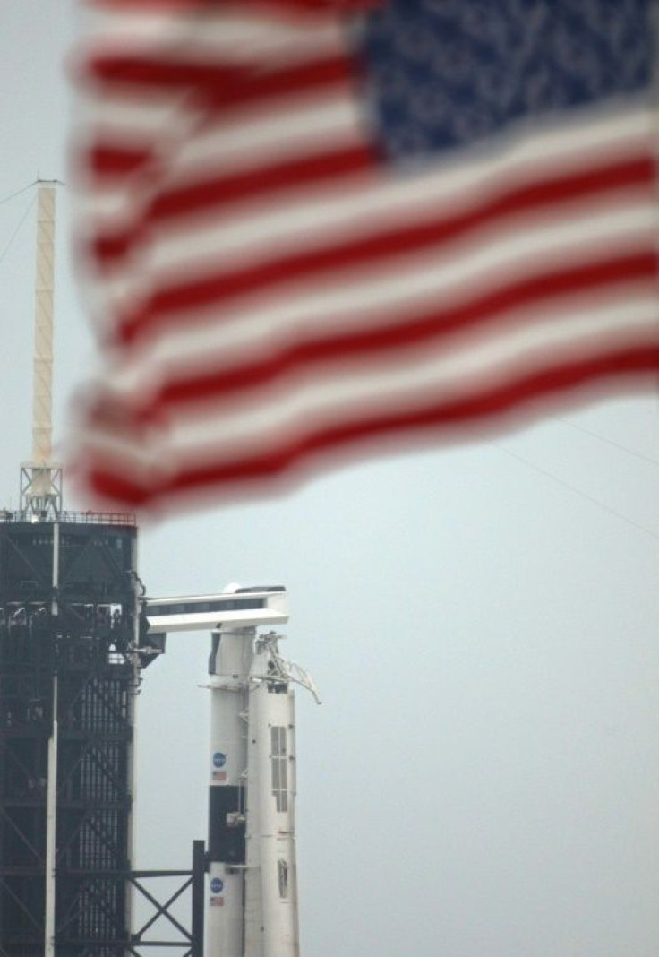 The Falcon 9 rocket is seen May 25, 2020 ahead of its launch from the Kennedy Space Center in Florida