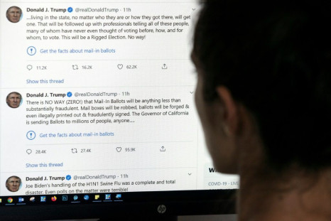 Twitter targeted two tweets the president posted on Tuesday in which he contended without evidence that mail-in voting would lead to fraud and a "Rigged Election"