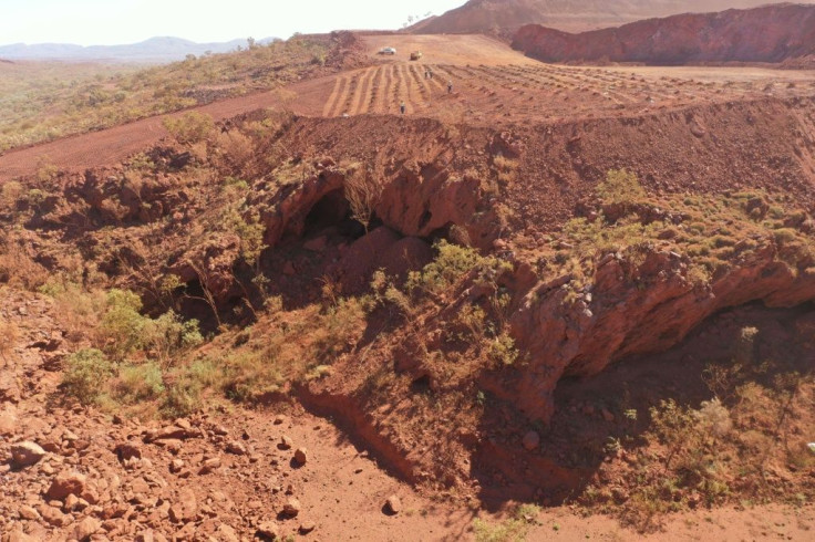 A photo taken by the PKKP Aboriginal Corporation on May 15 shows Juukan Gorge in Western Australia -- one of the earliest known sites occupied by Aboriginals in Australia -- that Rio Tinto has admitted damaging