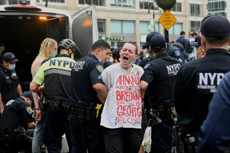NYPD officers arrest protestors during a "Black Lives Matter" demonstration in New York City