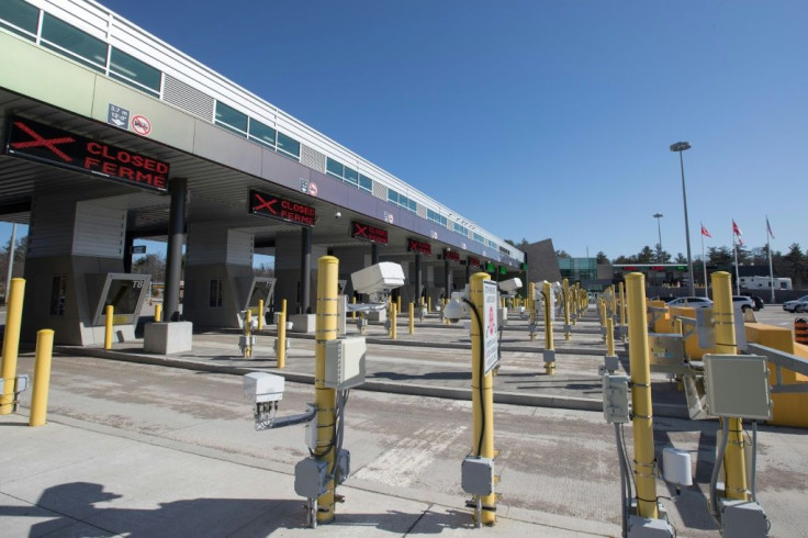 Closed gates are seen in Lansdowne, Ontario at the US-Canada border in March 2020