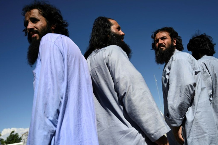 Taliban prisoners during their release from Bagram prison, next to the US military base in Bagram, north of Kabul, in a picture published on May 27, 2020. Prisoner releases on both sides in recent days have contributed towards goodwill ahead of hoped-for 