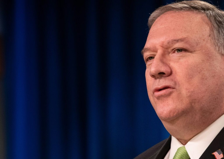 Top US diplomat Mike Pompeo, pictured May 20, 2020, has asked Russia to free a former US marine accused of spying in Russia