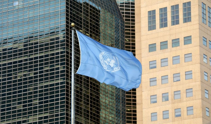 The flag of the UN outside the New York headquarters of the world body, seen in a photo taken on September 23, 2019