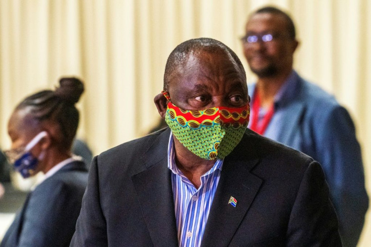 Ramaphosa was mocked on social media for fumbling while putting on a face mask
