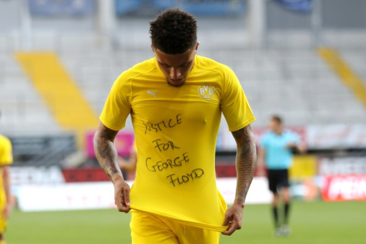 Protest: Dortmund's English star Jadon Sancho shows a "Justice for George Floyd" T-shirt