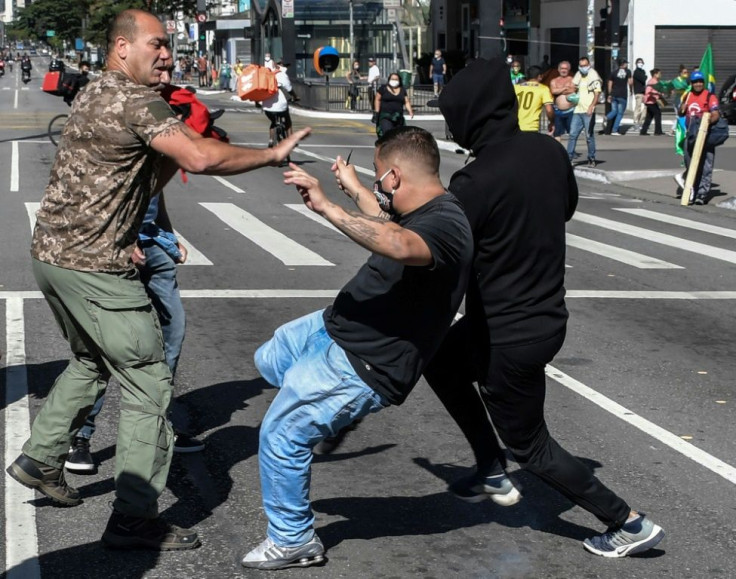 Street fights broke out between supporters and opponents of Brazilian President Jair Bolsonaro in Sao Paulo