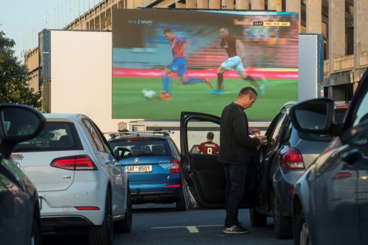 Sparta Prague fans were able to watch the midweek game against Viktoria Plzen at a drive-in cinema