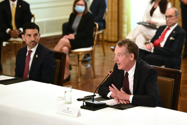 US Trade Representative Robert Lighthizer (right) said the probe into digital services taxes stems from concerns that American tech firms are being singled out