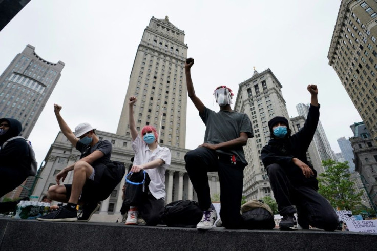 Protesters demonstrate on June 2, 2020, during a "Black Lives Matter" protest in New York City