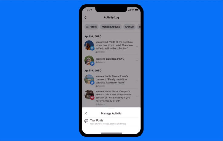 Facebook Manage Activity