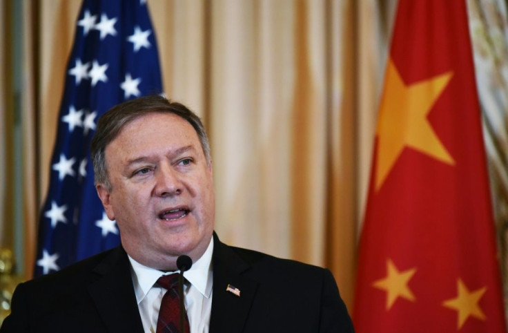 US Secretary of State Mike Pompeo (pictured November 2018), who had earlier denounced China for preventing Hong Kong's annual commemoration, tweeted a photo of his meeting with Tiananmen Square survivors