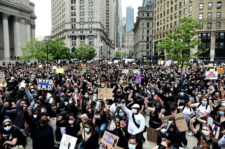 New York marchers are seen as as the Black Lives Matter protest movement sweeps the US