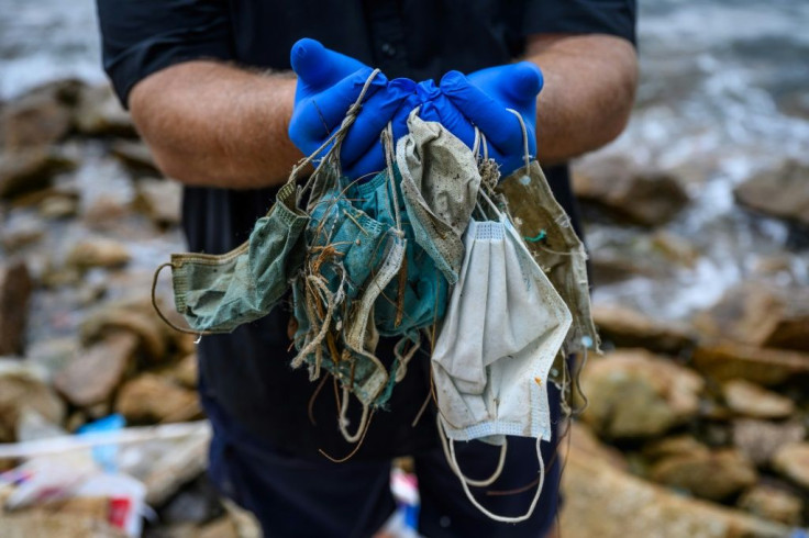 Conservationists are finding face masks washing up on Hong Kong's shores in increased quantities