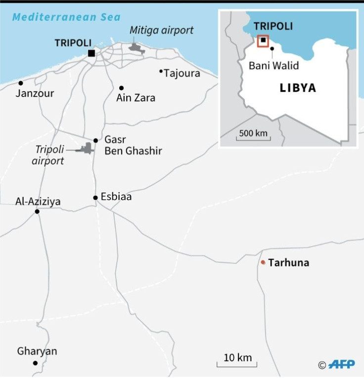 Map showing the Libyan capital Tripoli and surroundings, including Tarhuna