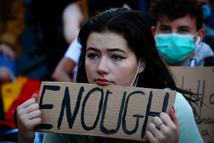 Many protesters wore face masks, brought hand sanitiser and tried to social distance