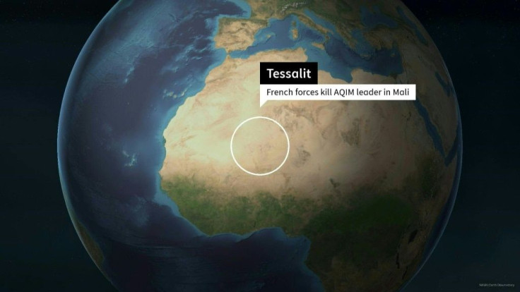 A map shows the city of Tessalit in Mali where French forces killed the leader of Al-Qaeda in the Islamic Maghreb