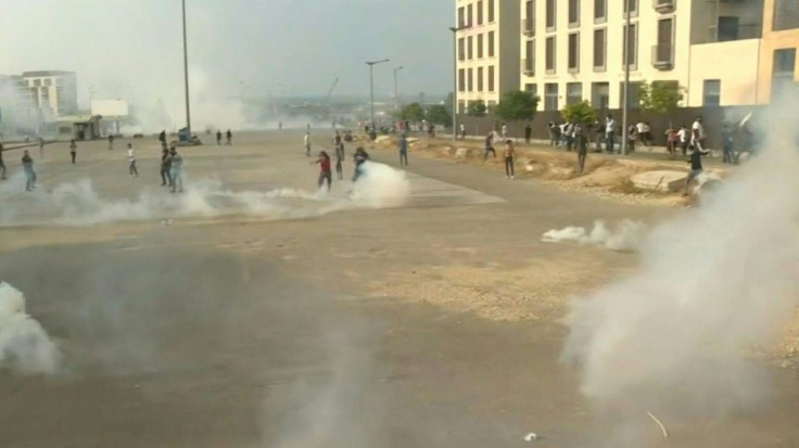 IMAGESLebanese security forces fire tear gas towards protesters during demonstrations in central capital Beirut.