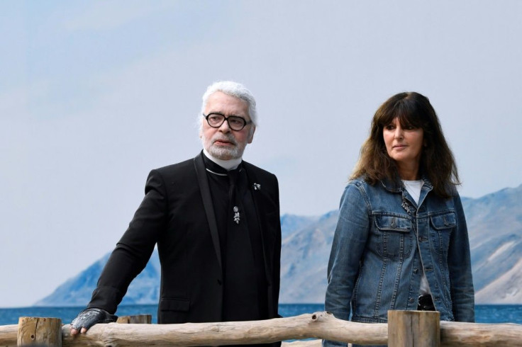 Karl Lagerfeld and Virginie Viard pictured in October 2018, four months before his death