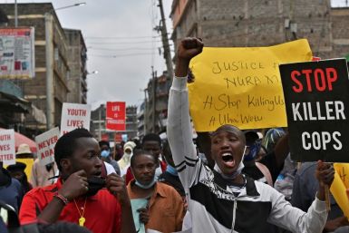 Protest: Residents of Mathare demonstrate against police violence