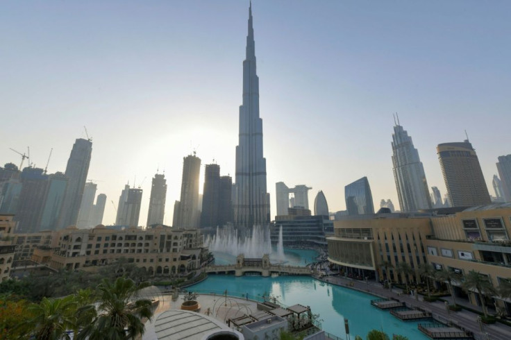 Dubai's fountain show beneath the Burj Khalifa, the world's tallest tower