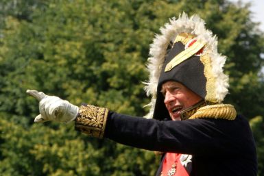 Sokolov is shown playing Napoleon in a historical reenactment of his 1812 Russian campaign