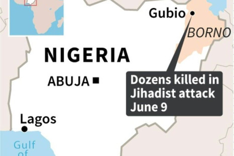 Map of Nigeria locating the northeastern Borno state where a jihadist attack on Tuesday left dozens dead