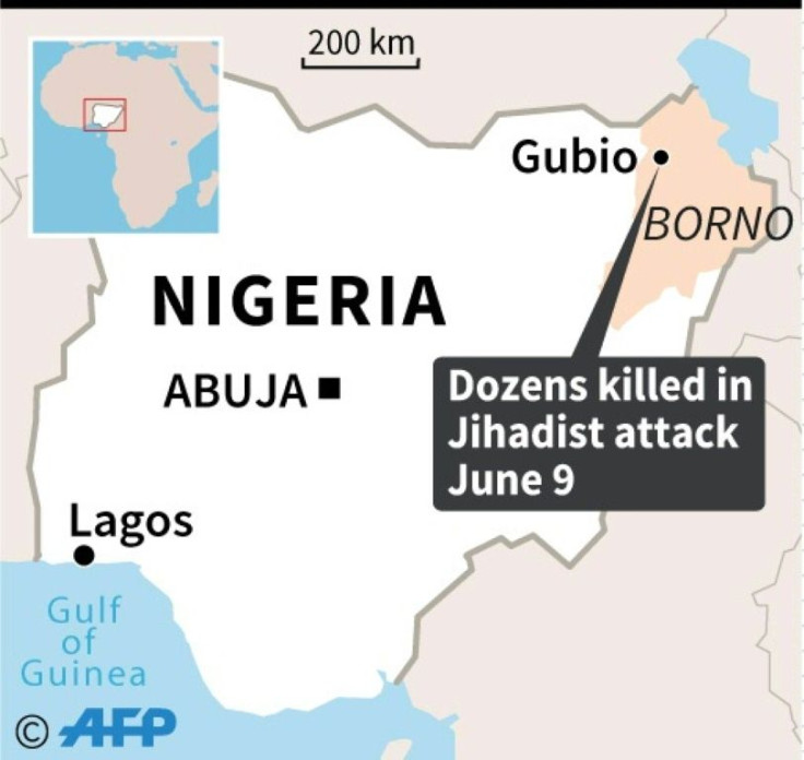 Map of Nigeria locating the northeastern Borno state where a jihadist attack on Tuesday left dozens dead