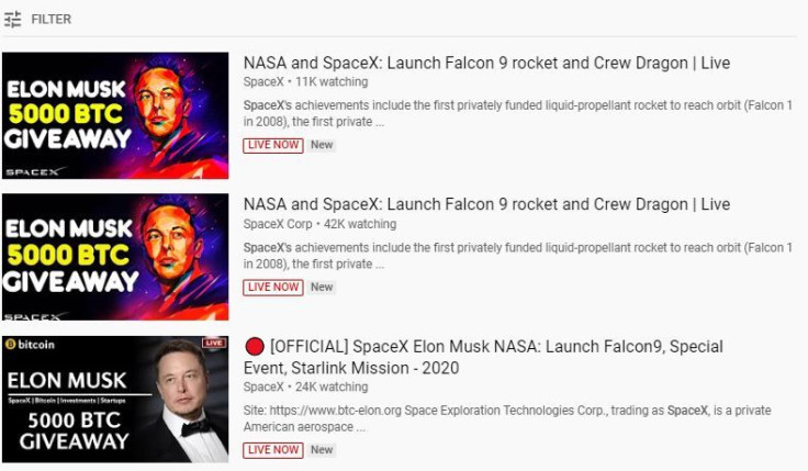 fake elon musk spacex bitcoin giveaway livestream youtube
