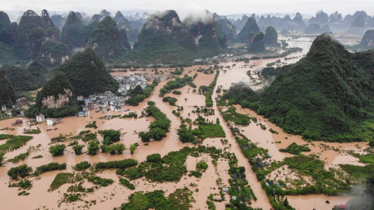 Heavy rain caused flooding in the popular tourist destination of Yangshuo