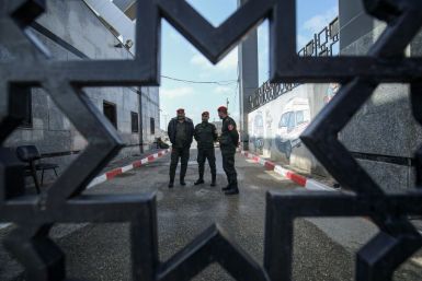 Palestinian security forces loyal to Hamas stand at the Rafah border crossing with Egypt in the southern Gaza Strip