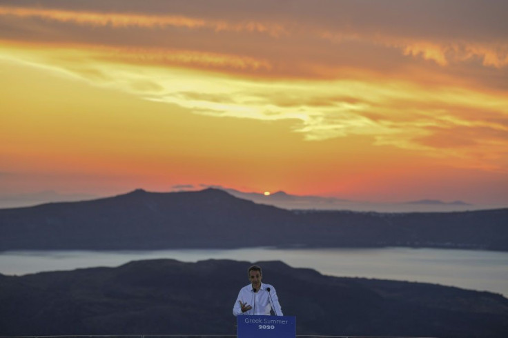 Greek Prime Minister Kyriakos Mitsotakis used the island of Santorini to announce that Greece is 'ready' to welcome tourists