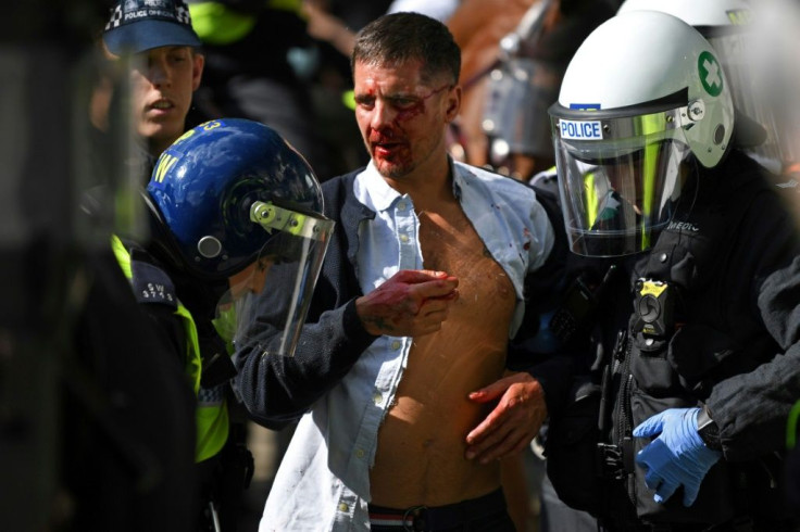 Police made a number of arrests at the far-right demo for violent disorder, assault on officers and possession of an offensive weapon