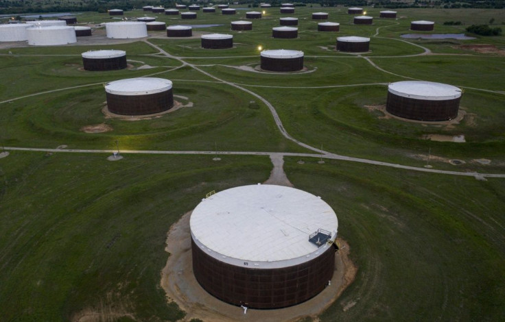 Crude oil of the kind stored at this facility in Cushing, Oklahoma, has become hard to sell