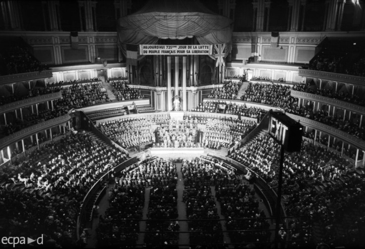 Thousands of French exiles gathered in London's Albert hall to listen to de Gaulle's speech
