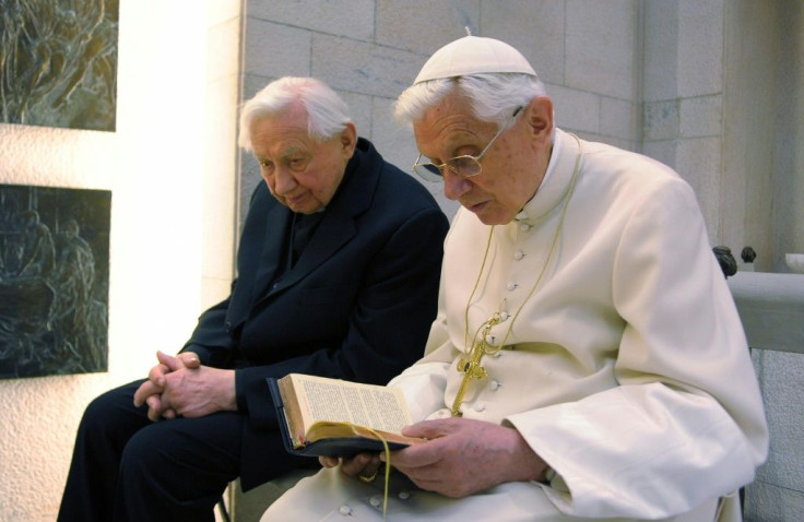 Former pope Benedict XVI, right, pictured with his brother Georg Ratzinger at the Vatican in 2012