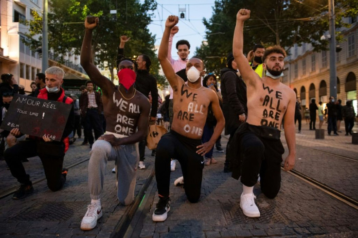 A protest in Marseille last week -- just one of numerous recent demonstrations against racism and police brutality in France