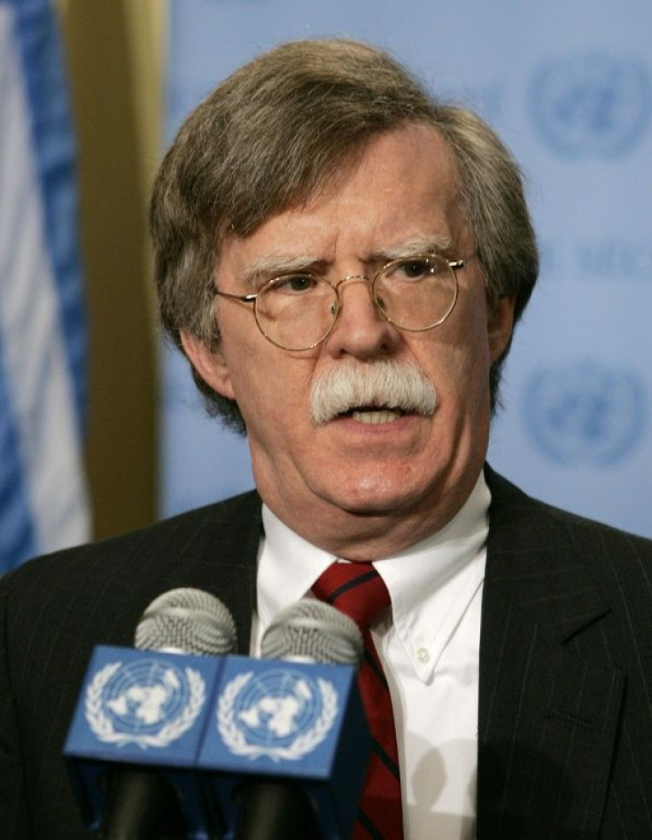 John Bolton, then US ambassador to the United Nations, speaks to the media in 2006