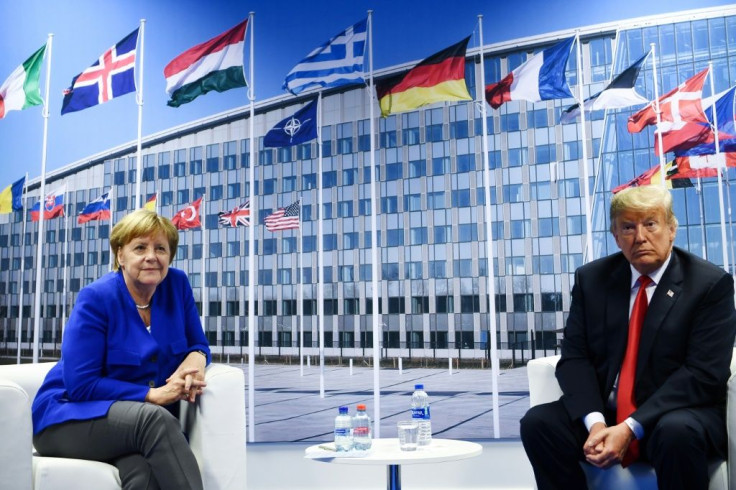 France has complained about the incident in which it says one of its ships was subjected to radar targeting by Turkish frigates; pictured July 11, 2018 are German Chancellor Angela Merkel (L) and US President Donald Trump (R) after a NATO summit  in Bruss