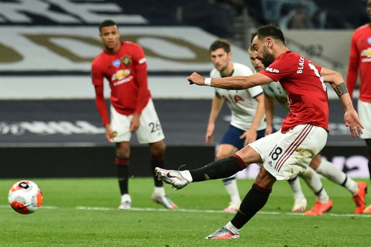 Spot on: Bruno Fernandes scored Manchester United's equaliser