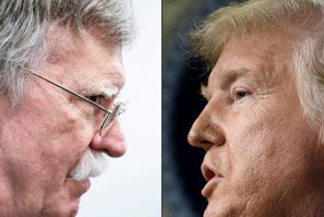 Former US National Security Advisor John Bolton (L) says President Donald Trump is not "fit for office"