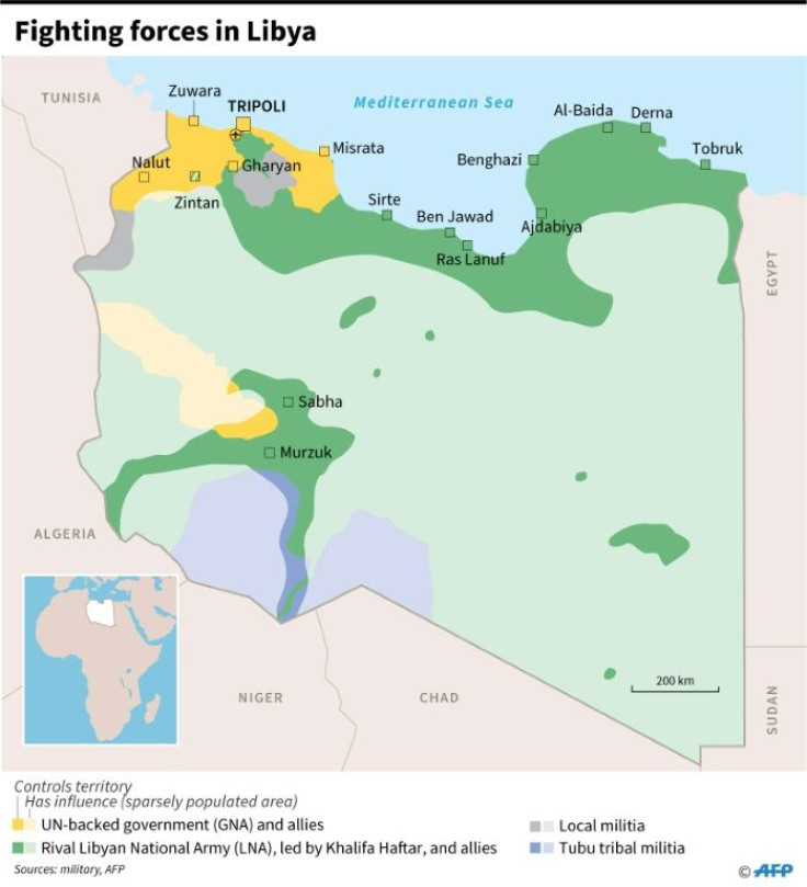 Map showing the positions of forces fighting in Libya, as of June 3