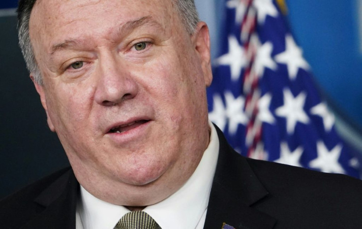US top diplomat Mike Pompeo defended recent discussion on race relations in America as a sign of a healthy democracy; he is pictured April 8, 2020