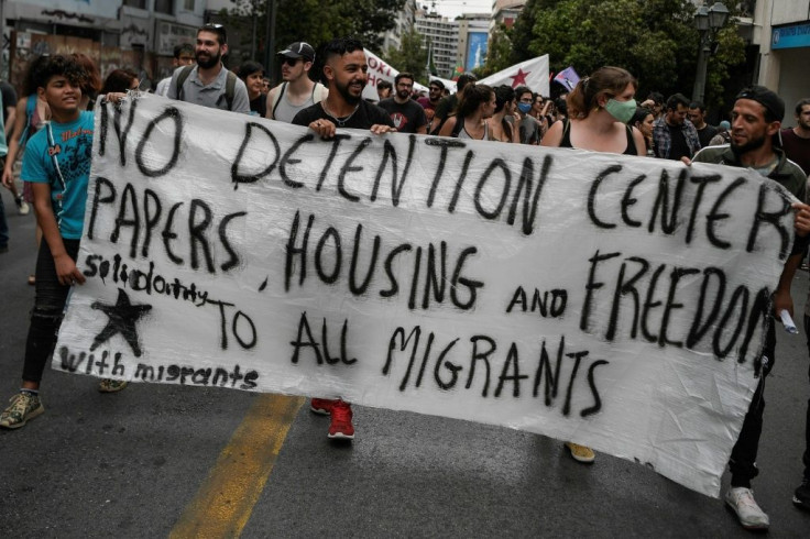 About 2,000 people took part in the protest in central Athens