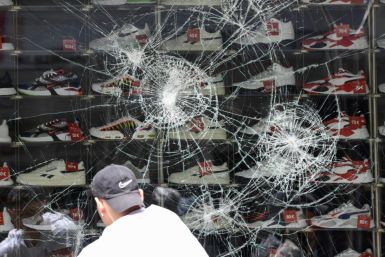 A sportswear shop vandalised early Sunday after hundreds of people ran riot in the south German city of Stuttgart