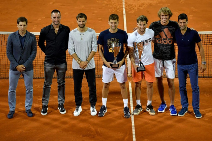 In Belgrade last week, (from left to right) Dusan Lajovic, Viktor Troicki, Grigor Dimitrov, Filip Krajinovic, Dominic Thiem, Alexander Zverev and Novak Djokovic