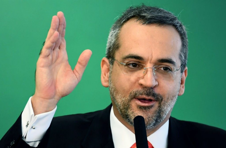 Former Brazilian Education Minister Abraham Weintraub (pictured April 2019) announced he was stepping down -- officially to take a job at the World Bank -- and left Brazil the following day, before his resignation took effect