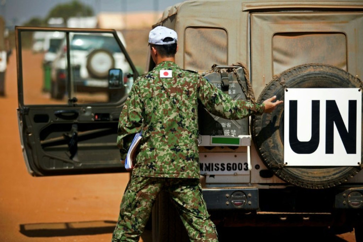 A Japanese soldier prepares for the arrival of more UN peacekeepers in Juba in South Sudan in 2016